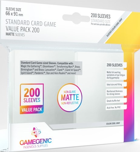 GGS10111ML 200 x Clear Matte Standard Value Pack Card Sleeves 63.5mm x 88mm (Gamegenic) published by Gamegenic