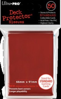 3!UP82672S 50 x Red Standard Card Sleeves 66mm x 91mm (Ultra Pro) published by Ultra Pro