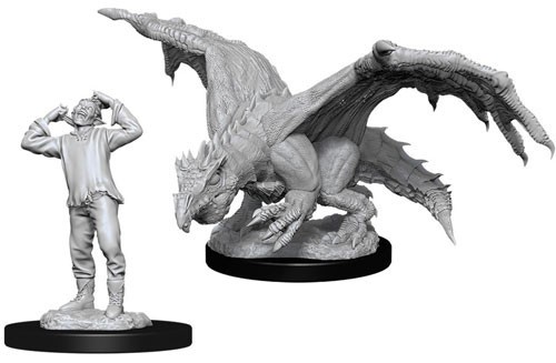 Dungeons And Dragons Nolzur's Marvelous Unpainted Minis: Green Dragon Wyrmling And Afflicted Elf
