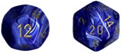 CHX27436 Chessex Vortex 7 Dice Set - Vortex (Blue with Gold) published by Chessex