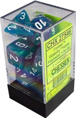 CHX27546 Chessex Festive 7 Dice Set - Waterlily with White published by Chessex