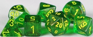 CHX27565 Chessex Borealis 7 Dice Set - Maple Green with Yellow published by Chessex