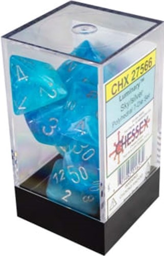 CHX27566 Chessex Luminary Lab 7 Dice Set - Sky with Silver published by Chessex