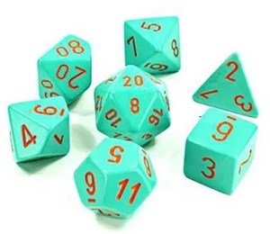 CHX30039 Chessex Luminary Lab 7 Dice Set - Heavy Dice Turquoise And Orange published by Chessex