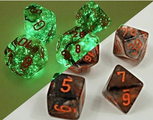 CHX30040 Chessex Luminary Lab 7 Dice Set - Nebula Copper Matrix published by Chessex