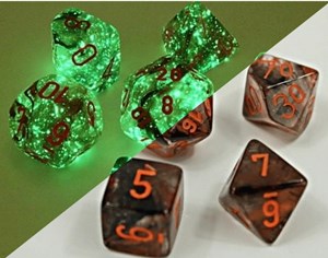 CHX30040 Chessex Luminary Lab 7 Dice Set - Nebula Copper Matrix published by Chessex