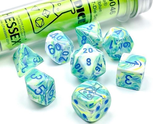 CHX30046 Chessex Luminary Lab 7 Dice Set - Garden with Blue published by Chessex