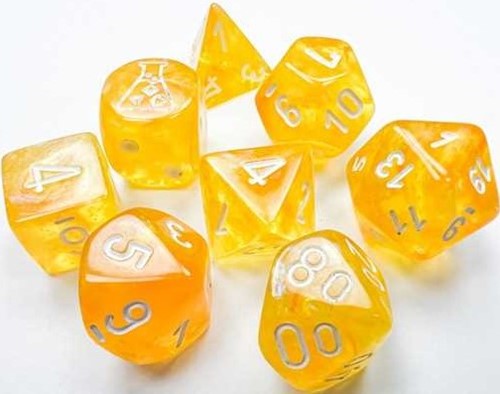 Chessex Borealis 7 Dice Set - Canary with White Luminary