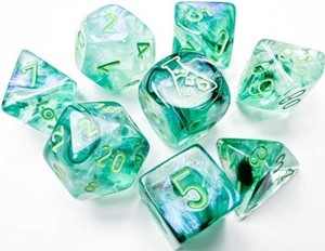 CHX30054 Chessex Borealis 7 Dice Set - Kelp wih Light Green Luminary published by Chessex