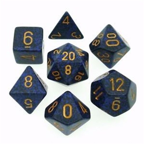 CHXDS07 Chessex Speckled 7 Dice Set - Golden Cobalt published by Chessex