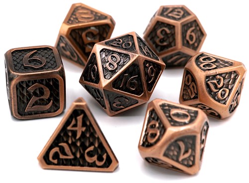 DHDM0200010 7pc RPG Dice Set: Drakona Eldric Cuprum published by Die Hard Dice