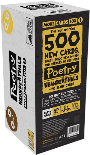 2!EKPOET1EXP4 Poetry For Neanderthals Card Game: More Cards Box 1 Expansion published by Exploding Kittens