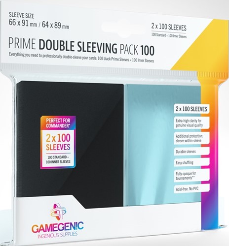 GGS10109ML 100 x Black And Clear Prime Double Sleeving Pack 63.5mm x 88mm (Gamegenic) published by Gamegenic