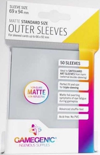 GGS10129ML 50 x Clear Matte Standard Size Outer Sleeves (Gamegenic) published by Gamegenic