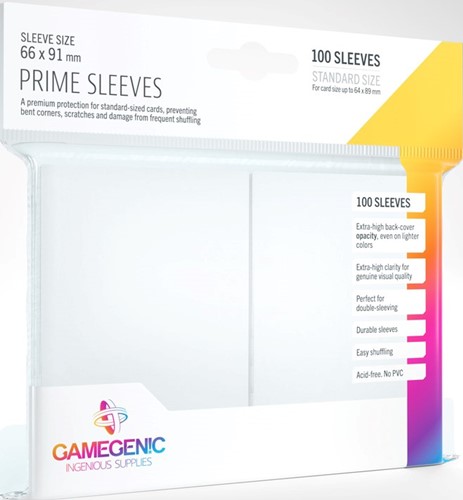 GGS11017 100 x White Prime Standard Card Sleeves 63.5mm x 88mm (Gamegenic) published by Gamegenic