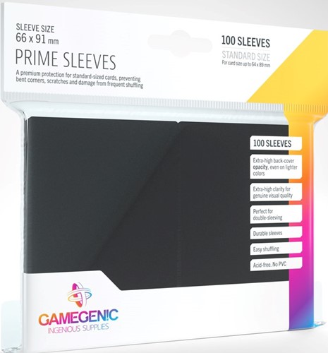 GGS11018 100 x Black Prime Standard Card Sleeves 63.5mm x 88mm (Gamegenic) published by Gamegenic