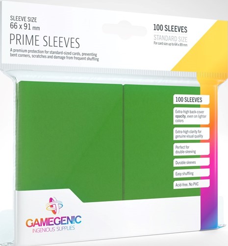 GGS11019 100 x Green Prime Standard Card Sleeves 63.5mm x 88mm (Gamegenic) published by Gamegenic
