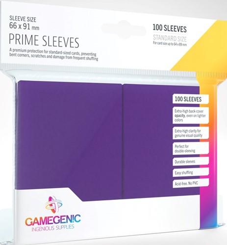100 x Purple Prime Standard Card Sleeves 63.5mm x 88mm (Gamegenic)