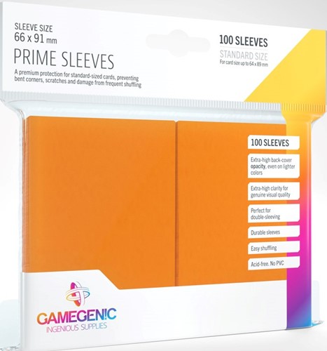 100 x Orange Prime Standard Card Sleeves 63.5mm x 88mm (Gamegenic)