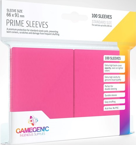GGS11024 100 x Pink Prime Standard Card Sleeves 63.5mm x 88mm (Gamegenic) published by Gamegenic