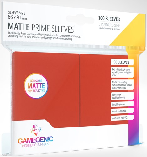 100 x Red Matte Standard Card Sleeves 63.5mm x 88mm (Gamegenic)