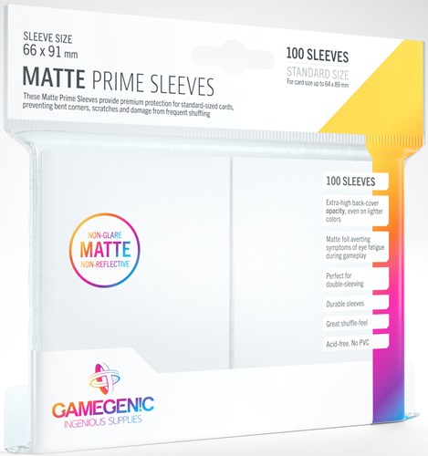 GGS11029 100 x White Matte Standard Card Sleeves 63.5mm x 88mm (Gamegenic) published by Gamegenic