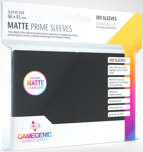 GGS11030 100 x Black Matte Standard Card Sleeves 63.5mm x 88mm (Gamegenic) published by Gamegenic