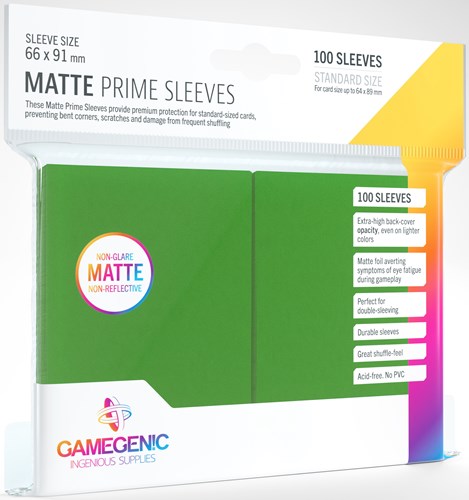 GGS11031 100 x Green Matte Standard Card Sleeves 63.5mm x 88mm (Gamegenic) published by Gamegenic
