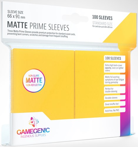 100 x Yellow Matte Standard Card Sleeves 63.5mm x 88mm (Gamegenic)