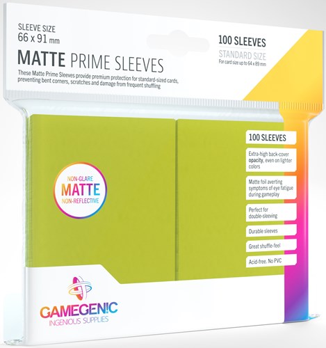 100 x Lime Matte Standard Card Sleeves 63.5mm x 88mm (Gamegenic)