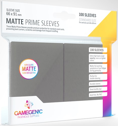 100 x Dark Gray Matte Standard Card Sleeves 63.5mm x 88mm (Gamegenic)
