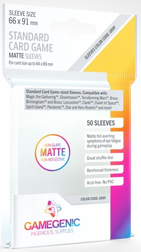 50 x Clear Matte Standard Card Sleeves 63.5mm x 88mm (Gamegenic)