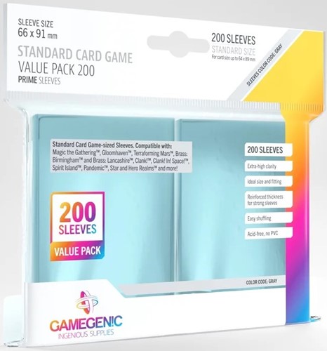 200 x Clear Prime Value Pack Card Sleeves 63.5mm x 88mm (Gamegenic)
