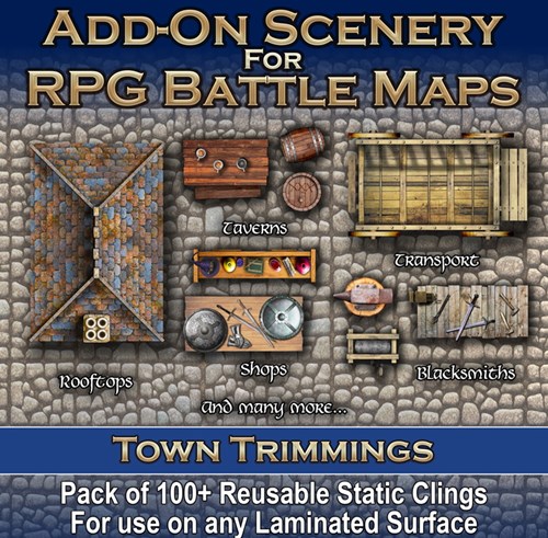 LOKEBM018 Battle Mats: Add-On Scenery Pack: Town Trimmings published by Loke Battle Mats