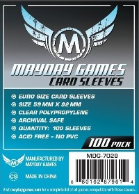 MDG7028 100 x Clear Standard European Card Sleeves 59mm x 92mm (Mayday) published by Mayday Games