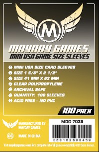 3!MDG7039 100 x Clear Mini American Card Sleeves 41mm x 63mm (Mayday) published by Mayday Games
