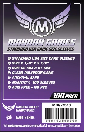 3!MDG7040 100 x Clear Standard American Card Sleeves 56mm x 87mm (Mayday) published by Mayday Games