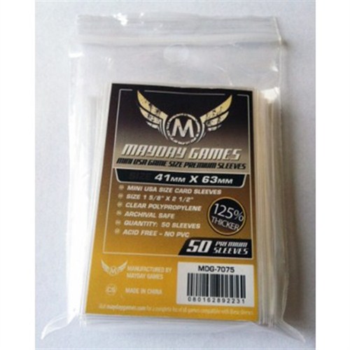 MDG7075 50 x Clear Mini American Card Sleeves 41mm x 63mm (Mayday Premium) published by Mayday Games
