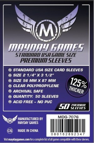 3!MDG7076 50 x Clear Standard American Card Sleeves 56mm x 87mm (Mayday Premium) published by Mayday Games
