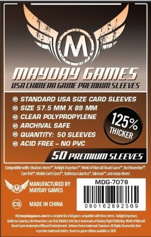 MDG7078 50 x Clear USA Chimera Card Sleeves 57.5mm x 89mm (Mayday Premium) published by Mayday Games