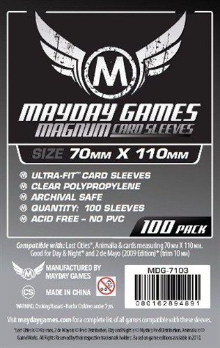 MDG7103 Mayday Magnum 100 Card Sleeves 70mm x 110mm published by Mayday Games