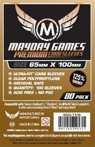 MDG7106 Mayday Premium 80 Card Sleeves 65mm x 100mm published by Mayday Games