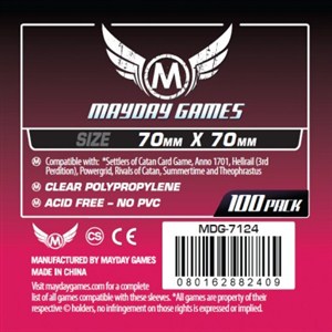 MDG7124 100 x Mayday Clear Square Card Sleeves 70mm x 70mm published by Mayday Games