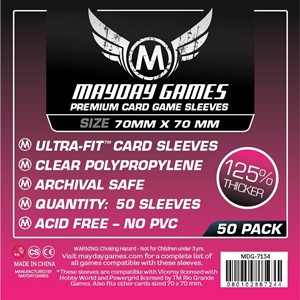 MDG7134 50 x Clear Square Card Sleeves 70mm x 70mm (Mayday Premium) published by Mayday Games