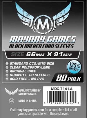 MDG7141A 80 x Black Card Sleeves 63.5mm x 88mm (Mayday Premium) published by Mayday Games