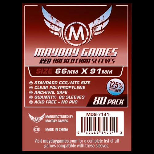 MDG7141B 80 x Red Card Sleeves 63.5mm x 88mm (Mayday Premium) published by Mayday Games