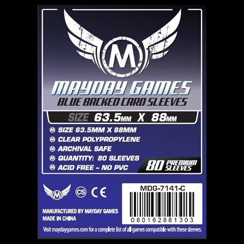 MDG7141C 80 x Blue Card Sleeves 63.5mm x 88mm (Mayday Premium) published by Mayday Games