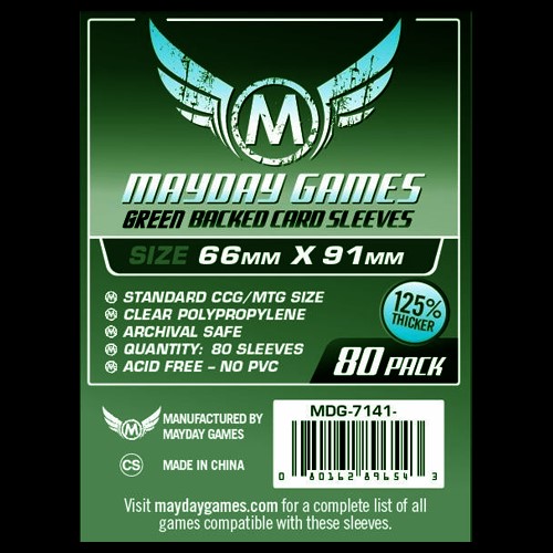 MDG7141E 80 x Green Card Sleeves 63.5mm x 88mm (Mayday Premium) published by Mayday Games