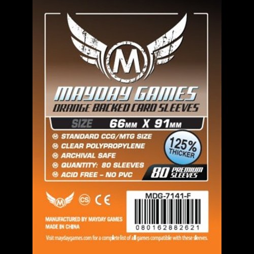 MDG7141F 80 x Orange Card Sleeves 63.5mm x 88mm (Mayday Premium) published by Mayday Games