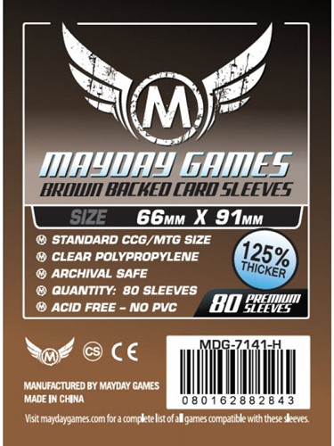 MDG7141H 80 x Brown Card Sleeves 63.5mm x 88mm (Mayday Premium) published by Mayday Games